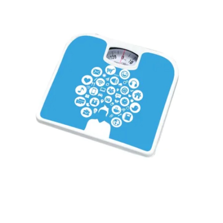 Fürdőszobamérleg FOXMAG24, mechanikus, kék, 130 kg