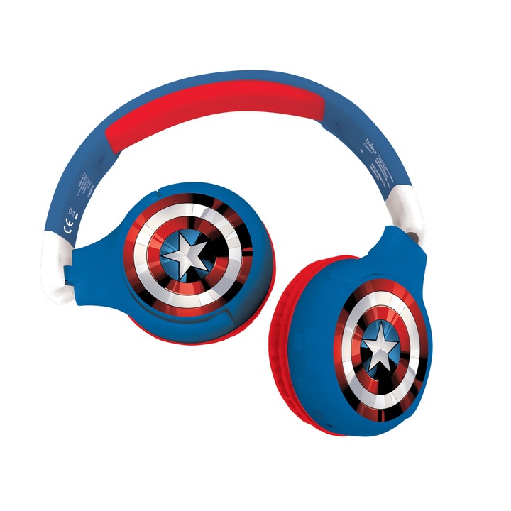 Lexibook, Avengers Marvel 2 az 1-ben fejhallgató, Bluetooth, USB, piros/kék