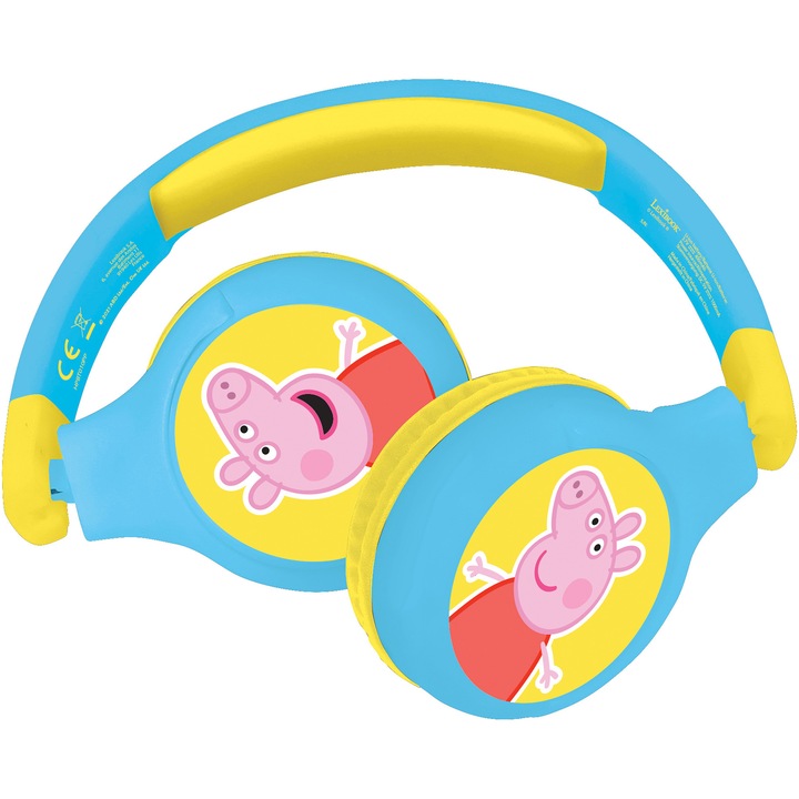 Слушалки 2 в 1 Peppa Pig, Lexibook, Bluetooth, USB, жълто/синьо