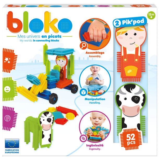 Set cuburi Piko, Ferma cu 2 figurine, 50 piese