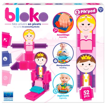Set cuburi Piko cu 2 figurine printese, 50 piese Set cuburi Piko cu 2 figurine printese, 50 piese