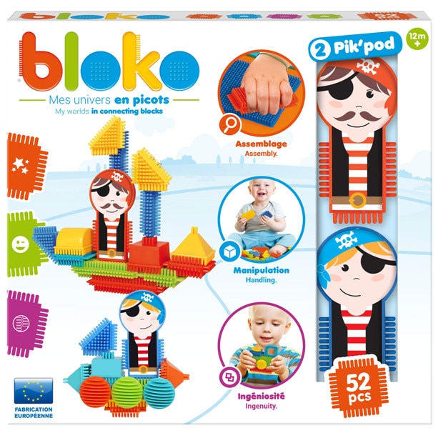 Set cuburi Piko cu 2 figurine pirati, 50 piese