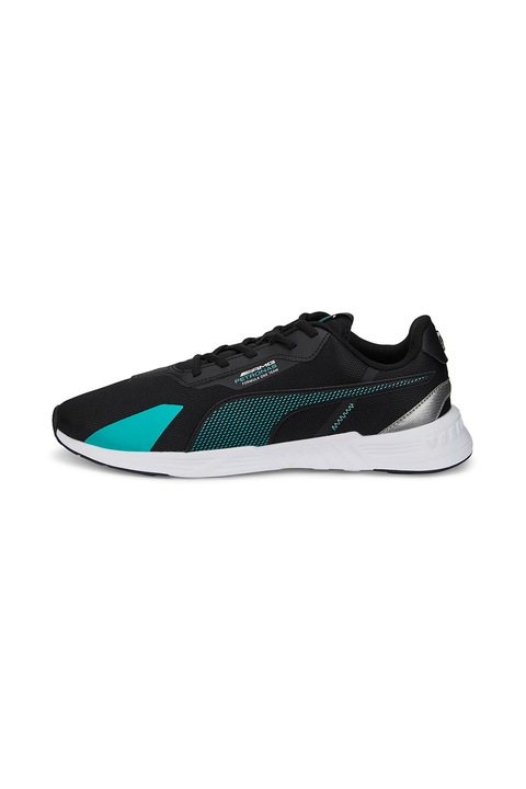 Puma, Pantofi sport cu insertii de piele ecologica MAPF1 Tiburion, Negru/Turcoaz, 44