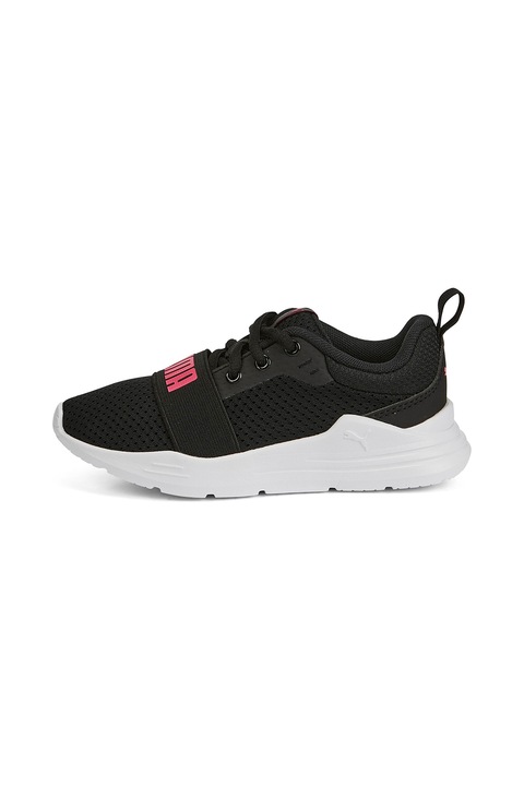 Puma, Pantofi sport cu imprimeu logo Wired Run, Negru/Roz