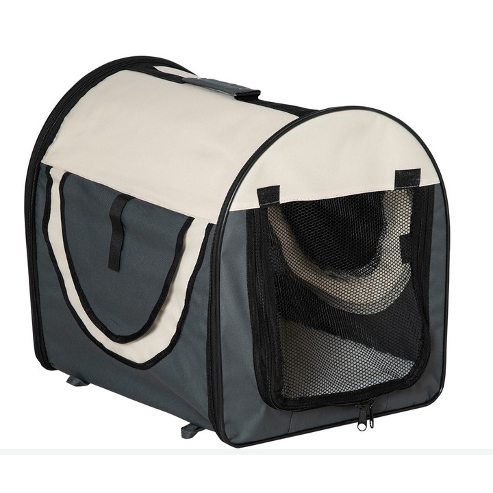 Transportator animale, PawHut, Otel, Gri/Bej