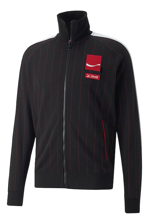 Puma, Bluza sport cu imprimeu si fermoar PUMA X COCA COLA T7 TR, Rosu/Negru