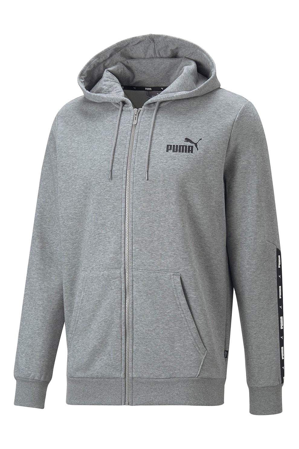 Puma men grey melange hooded clearance sweatshirt