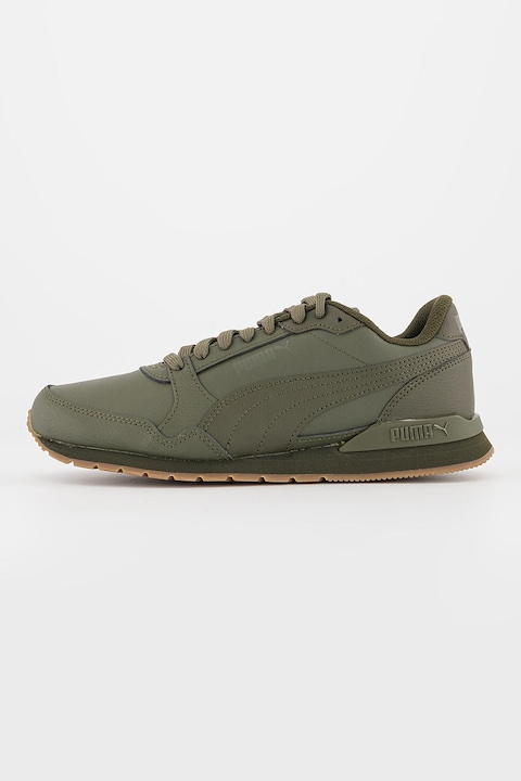 Puma, Pantofi sport cu garnituri de piele ST Runner v3, Verde