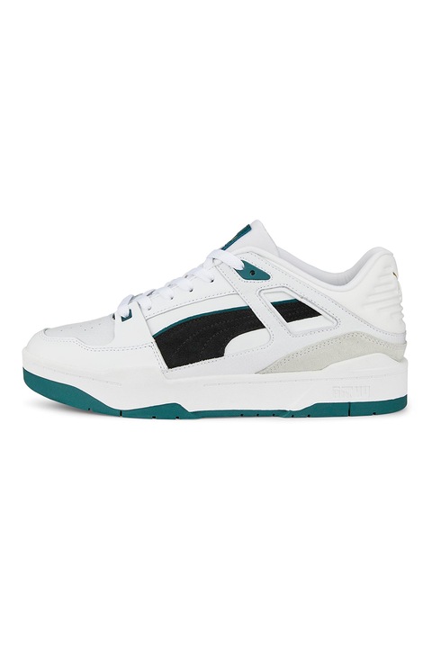 Puma, Pantofi sport unisex de piele intoarsa si piele Slipstream, Alb