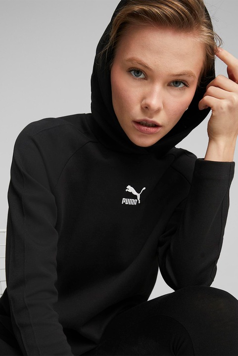 Puma, Hanorac relaxed fit cu maneci raglan T7, Negru, XS