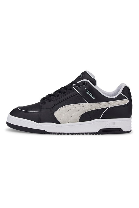 Puma, Pantofi sport de piele intoarsa si piele Slipstream Retro Sum, Alb/Negru