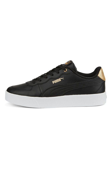Puma, Pantofi sport de piele ecologica cu aspect deteriorat Skye Clean, Auriu/Negru