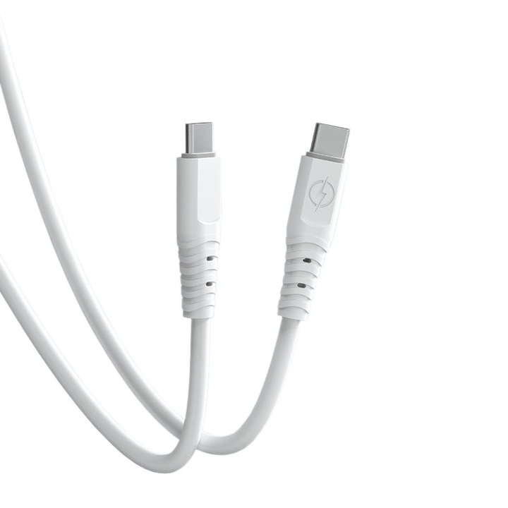 Cablu pentru incarcare fast charge si transfer de date, USB-C la USB-C, PD 100 W, 6A, lungime 1M, Alb