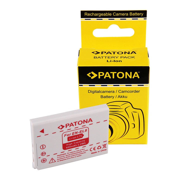Patona Nikon COOLPIX P2 P1 S3 S2 S1 ENEL8 EN-EL8 600mAh / 3.7V / 2.2Wh Li-Ion utángyártott akkumulátor