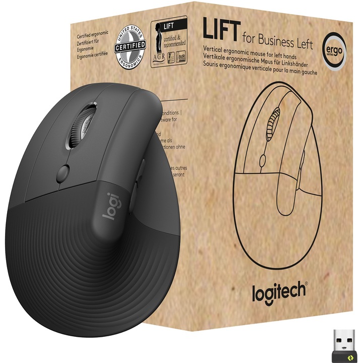 Logitech Lift for Business egér Balkezes RF vezeték nélküli + Bluetooth Optikai 4000 DPI (910-006495)