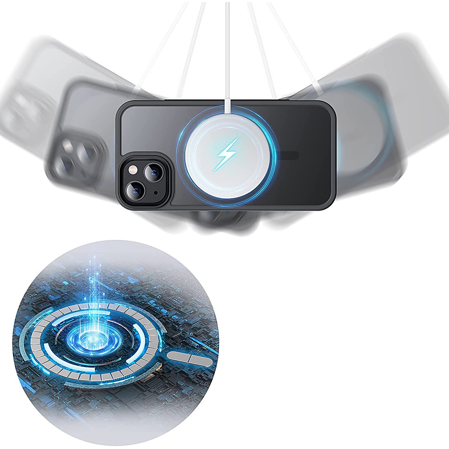 Husa pentru IPhone 14 PLUS, MobileSmart MagSafe, Hybrid ultra slim, carcasa spate Antisoc, hardcase, Negru