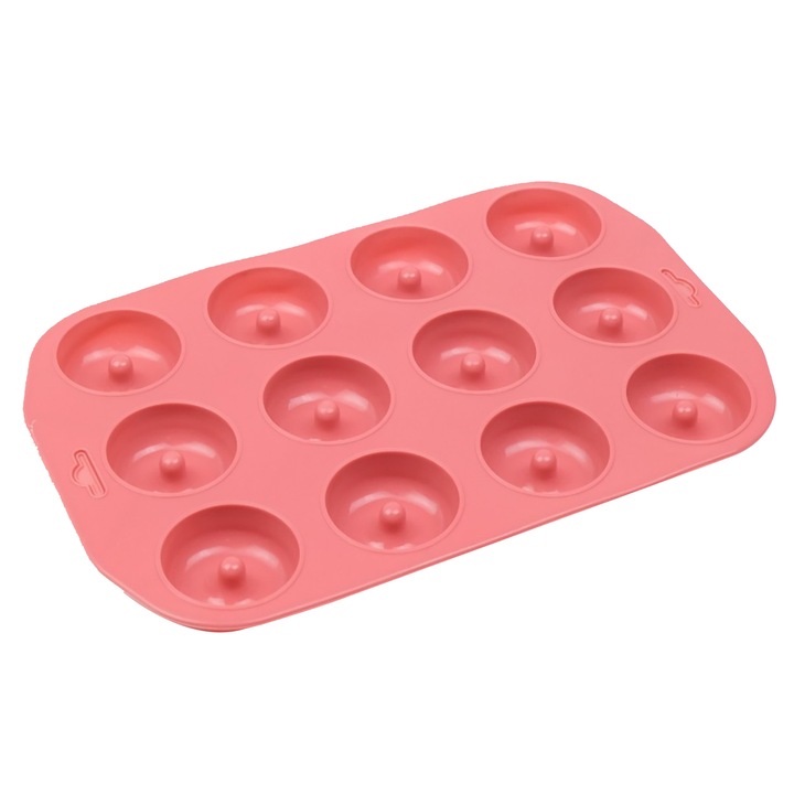 Forma de copt din Silicon pentru 12 gogosi, Termorezistenta pana la 230 grade, Rosu, 28x18 cm