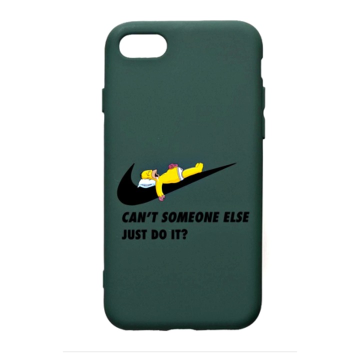 Prémium szilikon tok kompatibilis Apple iPhone SE 2 / iPhone 8 / iPhone 7, Simpsons Just Do it, textil belsővel, kameravédelemmel, Forest Green, Atlas
