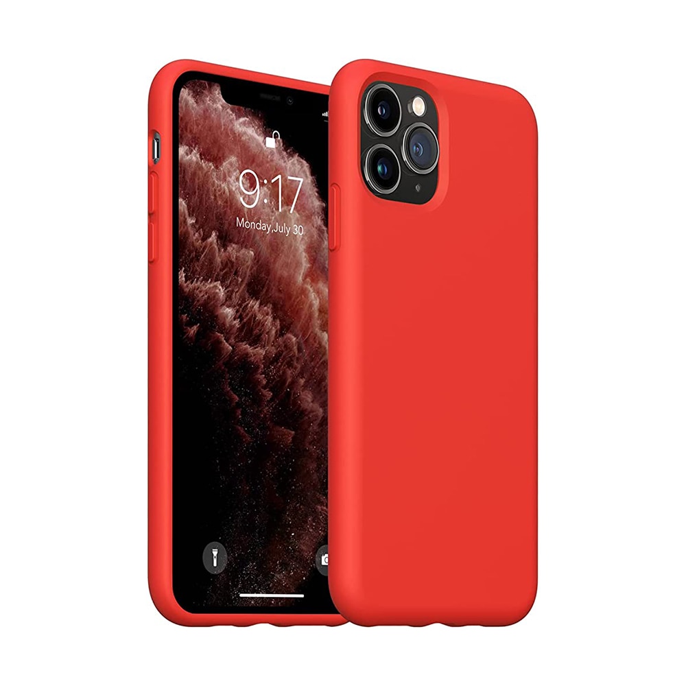Husa silicon antisoc compatibila cu IPhone 12 Pro, Apple, cu microfibra in interior, Rosu