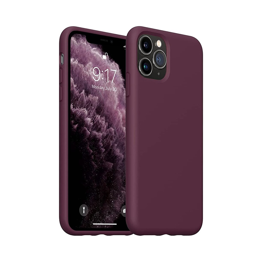 Husa silicon antisoc compatibila cu IPhone 12 Pro, Apple, cu microfibra in interior, Visiniu