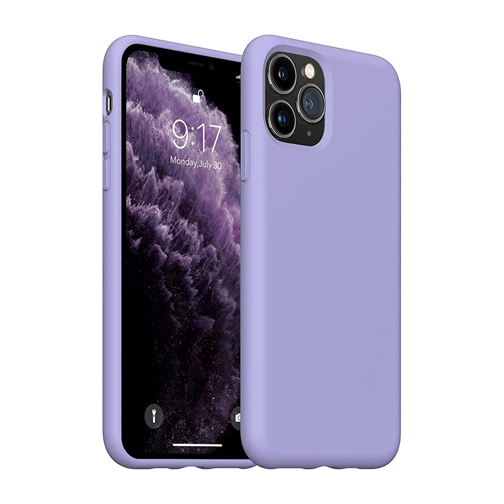 Husa silicon antisoc compatibila cu IPhone 12 Pro, Apple, cu microfibra in interior, Mov