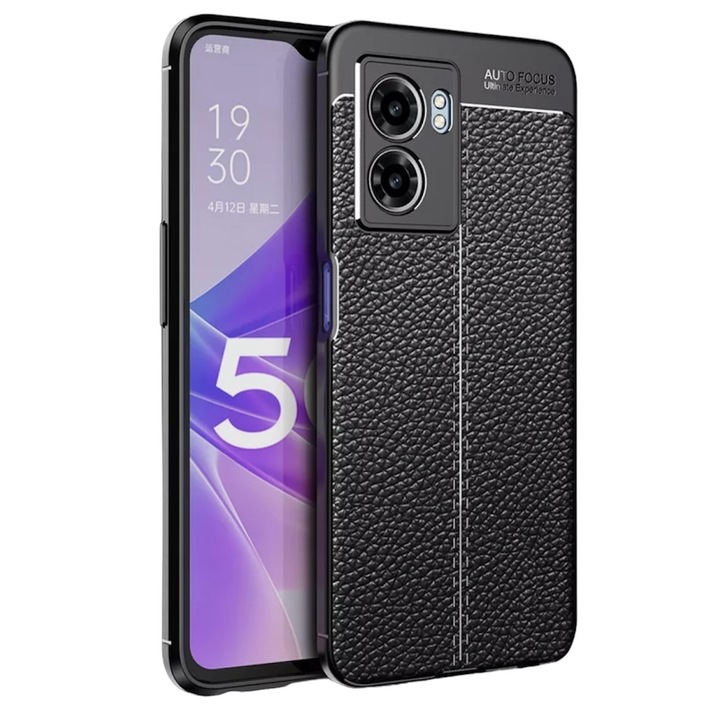 Husa Premium Antisoc model tip Piele AutoFocus, compatibila cu Oppo A77 / Negru