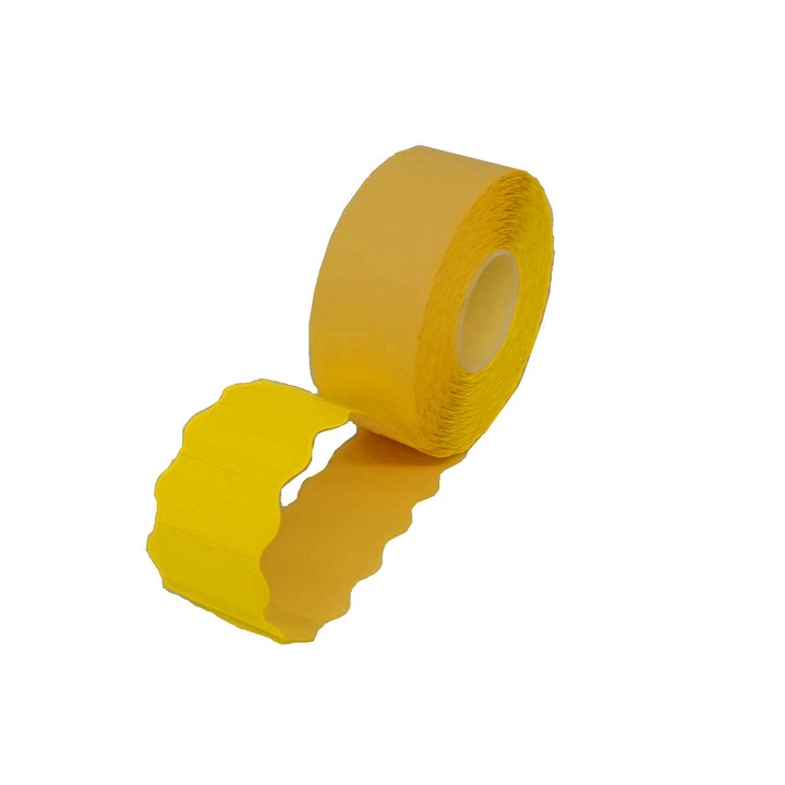 Жълти ценови етикети VisionXXI, 26x12 mm, 1500 етикета/ролка, заоблени ъгли, едноредов печат