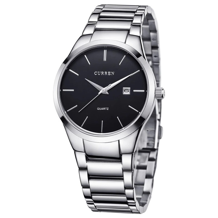 Мъжки часовник Curren Classic, Неръждаема стомана, Черен / Сребрист