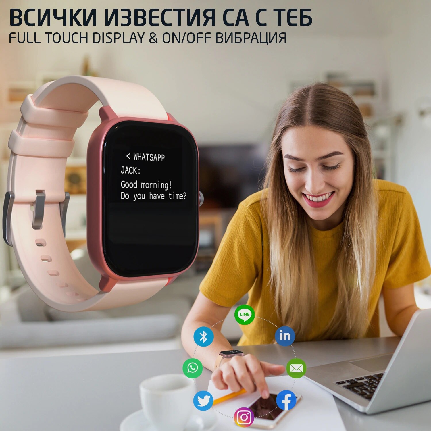 Смарт часовник STELS LS89, Водоустойчив IP68, 1.4 инчов HD Full touch ...