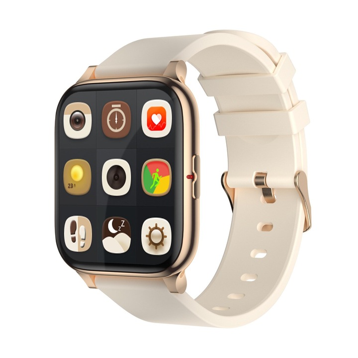 Смарт часовник STELS R9, Водоустойчив IP68, 1.69 инчов HD Full touch control, Резолюция 240 * 280 пиксела, Батерия 180mAh, Златист