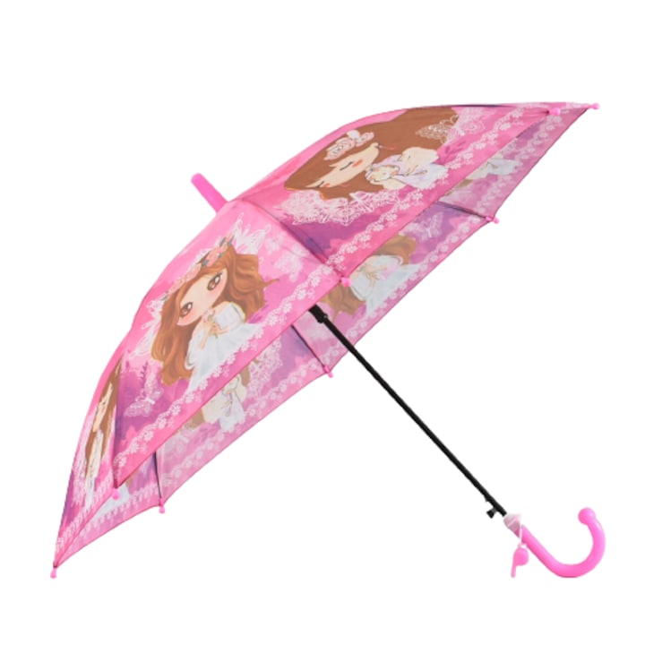 Gyermek esernyő 22222-4, Átmérő 76 cm, Textil, Rózsaszín