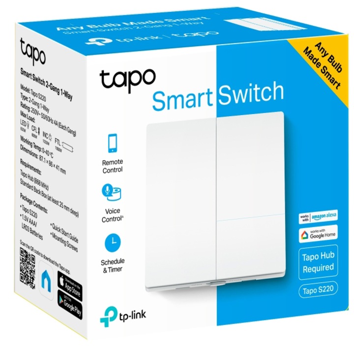 TP-Link Tapo S220 Intelligens kapcsoló, Dupla, Wi-Fi