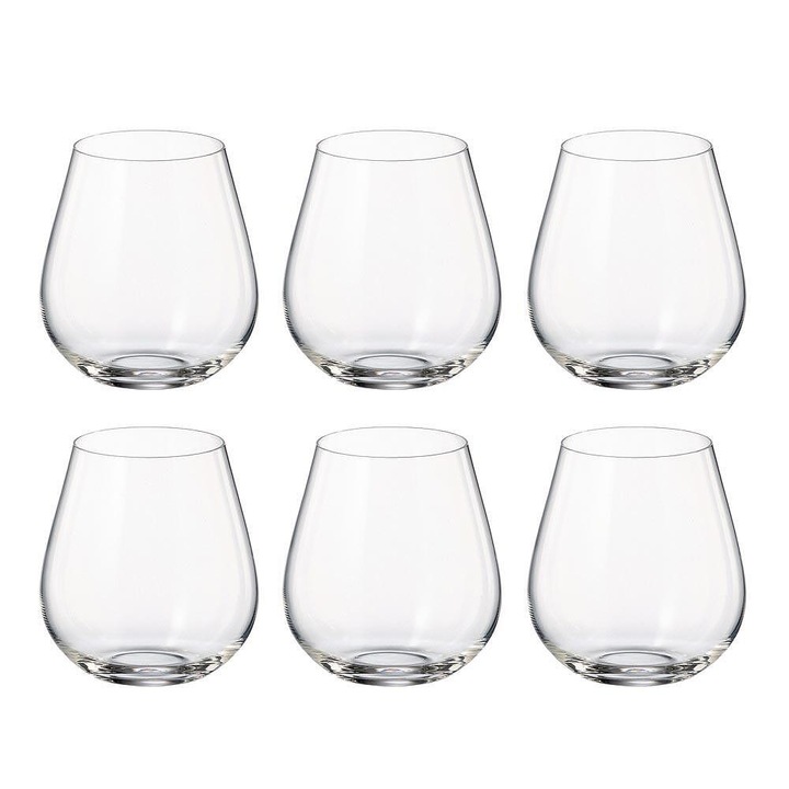 Set 6 pahare pentru whiskey Bohemia Columba, Cristalin, 380 ml, Transparent