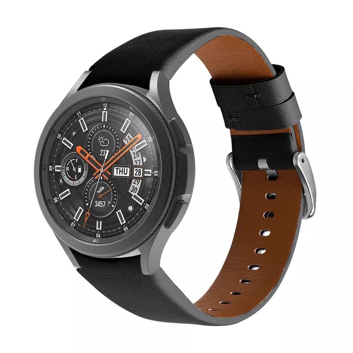 Кожена каишка Smart Pulse Premium, За Samsung Galaxy Watch 40 mm, Samsung Galaxy Watch 44 mm, Черна