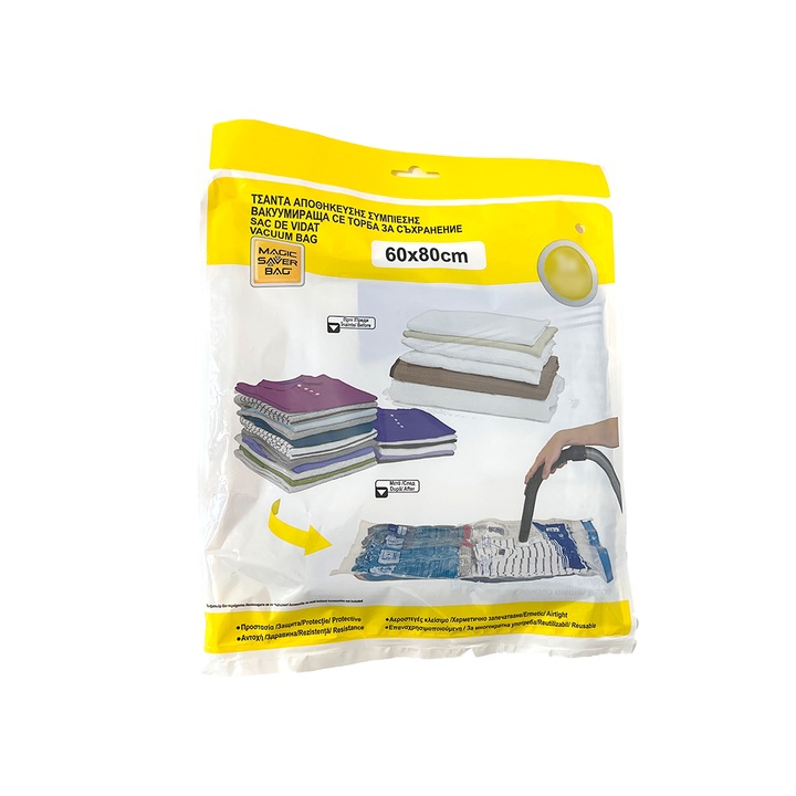 Sac vidat haine, 60x80, vidare prin vacuum