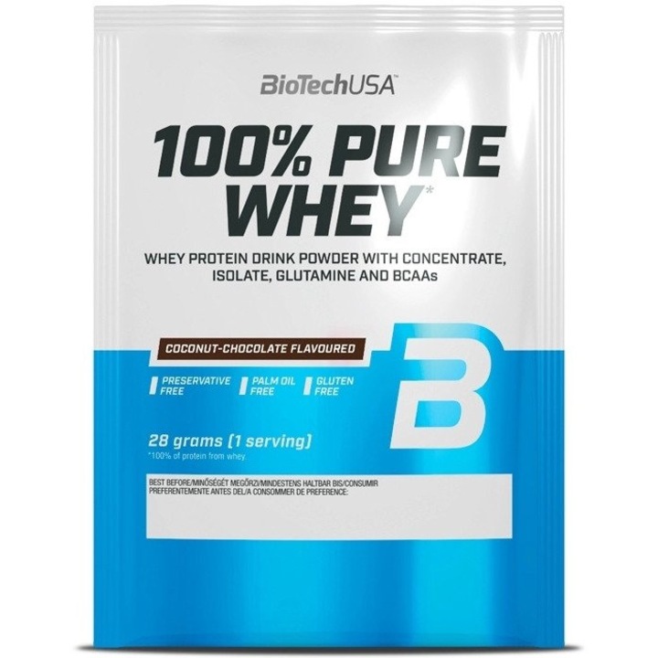 Biotech, 100% Pure Whey fehérje 28g kókusz-csokoládé