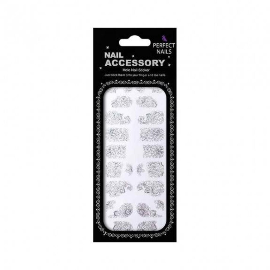 Set Autocolante pentru unghii, Perfect Nails, Argintiu eMAG.ro