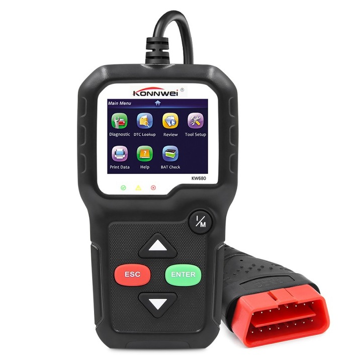 OBD2 диагностика KONNWEI KW680, черен, грешки на дисплея + описание, нулиране, данни на живо, ELM 327 OBDII