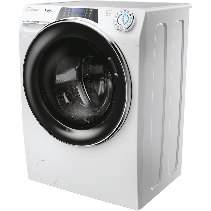 Masina de spalat rufe Candy Rapido Pro RP 4146BWMBC/1-S, 14 kg, 1400 RPM, Clasa A, Motor Inverter, Quick&Clean Technology, Steam Hygiene+, WiFi, Easy Iron+, Alb