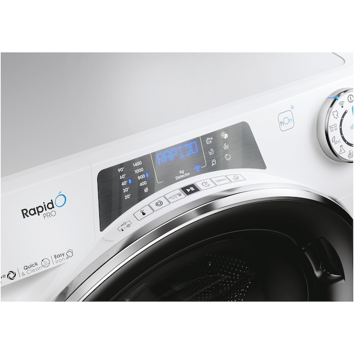 Masina de spalat rufe Candy Rapido Pro RP 4146BWMBC/1-S, 14 kg, 1400 RPM, Clasa A, Motor Inverter, Quick&Clean Technology, Steam Hygiene+, WiFi, Easy Iron+, Alb