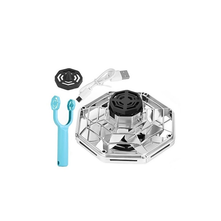 Mini drón Flying Nova Air 3 az 1-ben, tartozékokkal, fényeffektusokkal, USB, ezüst/kék, 9 cm, Doty