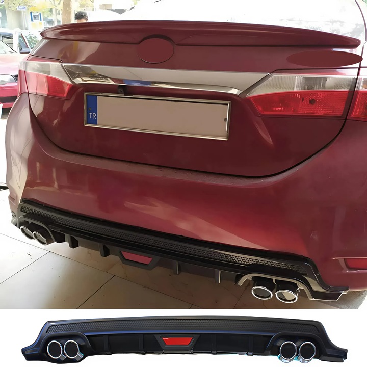 Opel Corsa C 2000-2003 Toyota Corolla 2013-2018 és Scenic 2 2003-2009 Diffúzor Fekete Színű ABS Műanyag Hátsó Lökhárító Stílus Kiegészítő