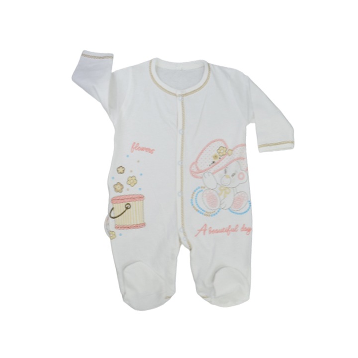 Salopeta cu maneca lunga pentru fete Mini Junior 110822-B-74, Alb 82025