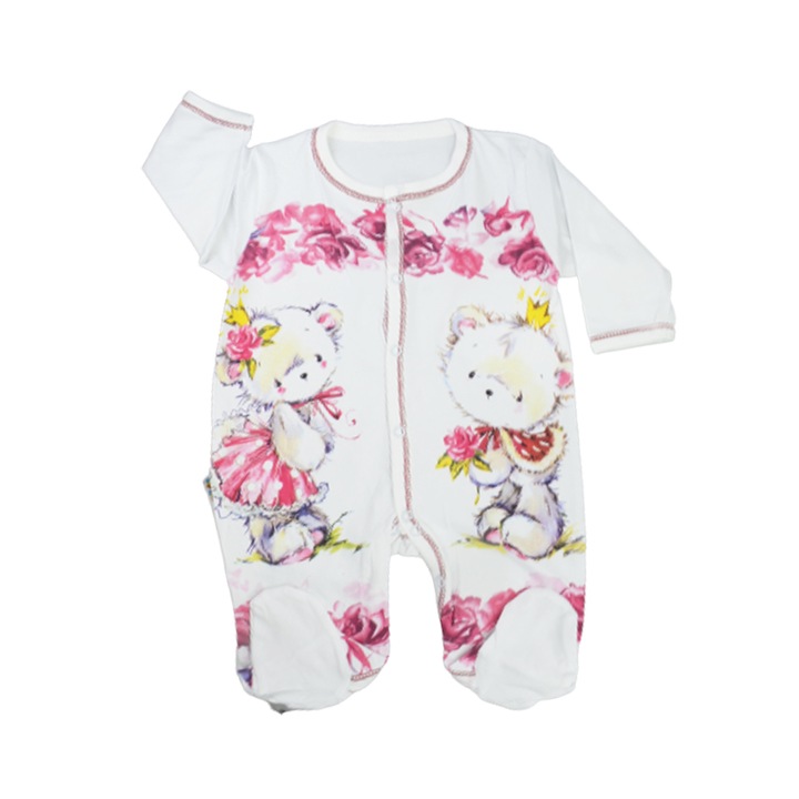 Salopeta cu maneca lunga pentru fete Mini Junior 110822-D, Alb 82031