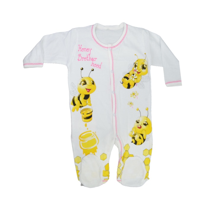 Salopeta cu maneca lunga pentru fete Mini Junior 110822-E-68, Alb 82034