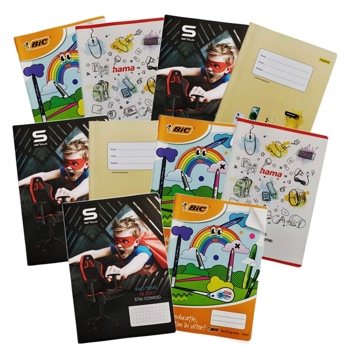Set Caiet Studentesc A4, 48 file, dictando, coperta policromie, 10buc