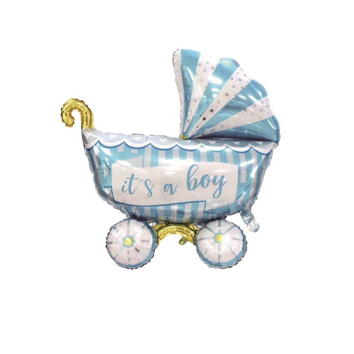 Ez egy Fiú figurás lufi alumínium fóliából, kocsi típusú, 95 cm x 80 cm, kék,