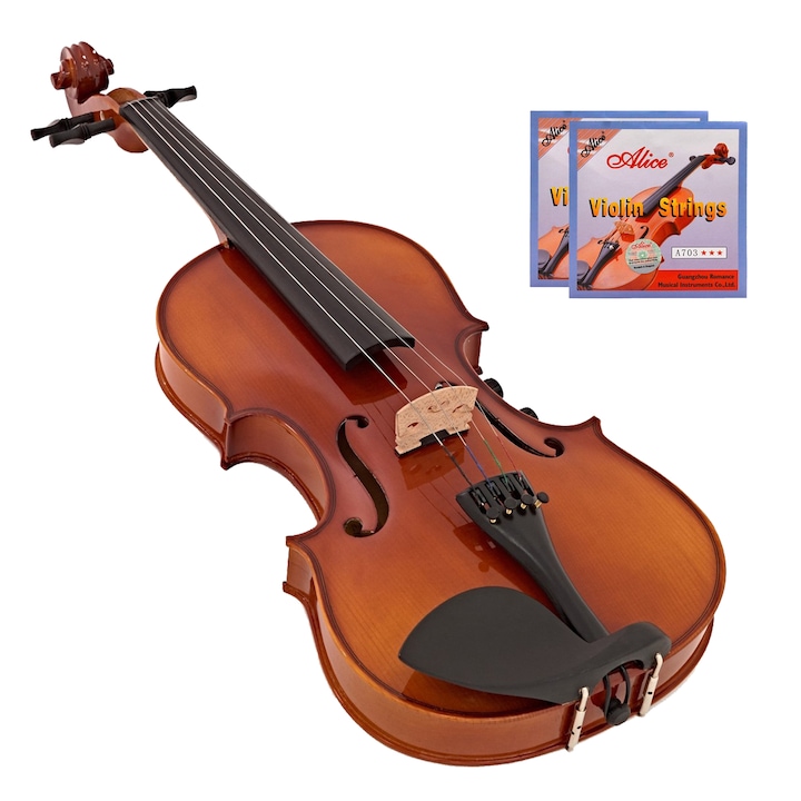 IdeallStore® klasszikus hegedű, 3/4-es méret, fa, anyagból készült tok, két húrkészlet