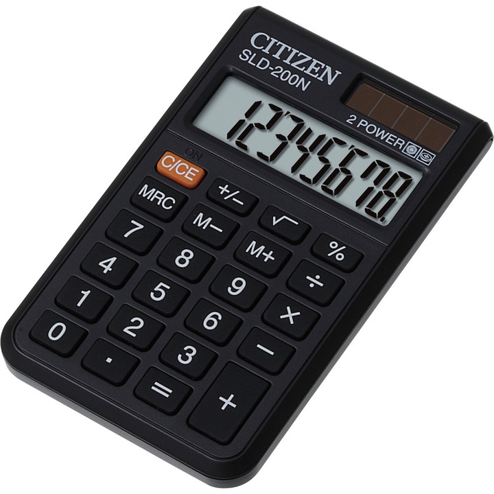 Калкулатор CITIZEN SLD200NR, Джобен, Черен, 8 разряда