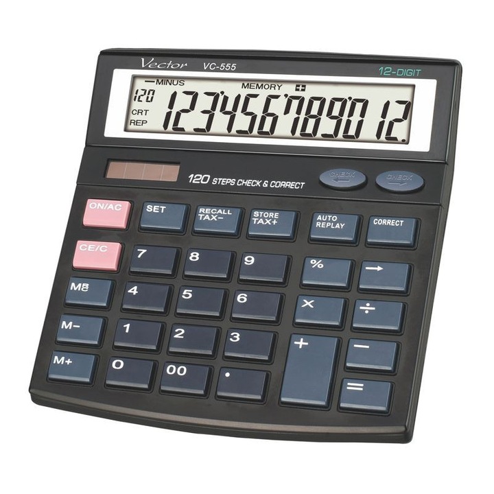 Calculator de birou VC-555, Vector, 12 cifre, Negru/Albastru